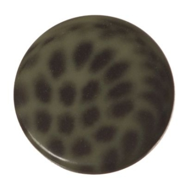 Polaris Cabochon Animalprint Leoprad, round, flat, 12 mm, sage-black