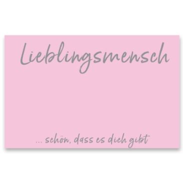 Juwelenkaart "Favoriet persoon", liggend, roze, formaat 8,5 x 5,5 cm