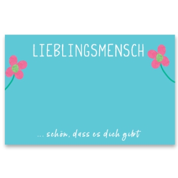 Jewellery card "Lieblingsmensch", landscape, turquoise blue Size 8.5 x 5.5 cm