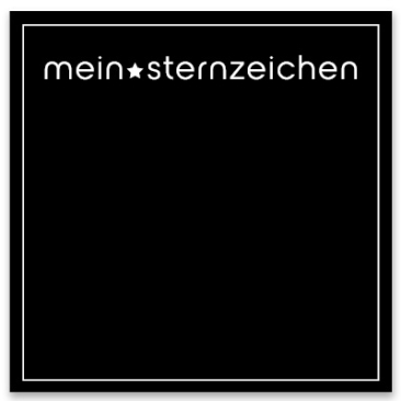 Schmuckkarte "Mein Sternzeichen", schwarz, quadratisch, Größe 8,5 x 8,5 cm