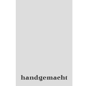 Juwelenkaart "handgemaakt", staand, lichtgrijs, formaat 8,5 x 5,5 cm