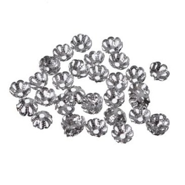 Cache-perle filigrane, 6 mm, 35 pièces, argenté