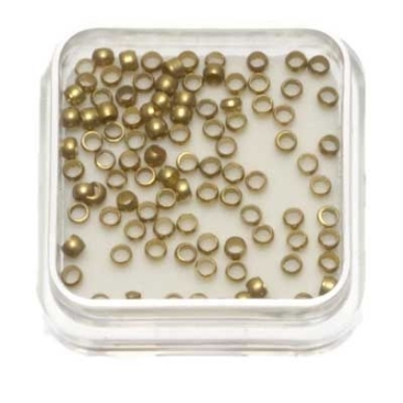 100 squeeze beads, round, 2.0 mm, gold-coloured