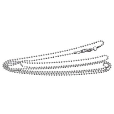 Ball chain, 1.6 mm, length 80 cm, with clasp, silver-coloured