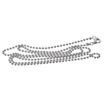 Ball chain, 2.4 mm, length 80 cm, with clasp, silver-coloured
