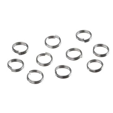 Split rings, 6 mm, double bent, silver-coloured, 10 pieces