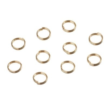 Split rings, 6 mm, double bent, gold-coloured, 10 pieces