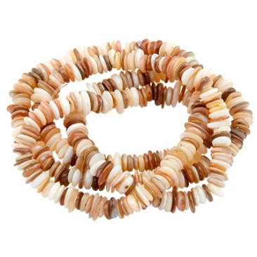 Strand of shell beads, chips, brown tones, 6-11 x 6-8 x 2-4 mm, length approx. 75 cm