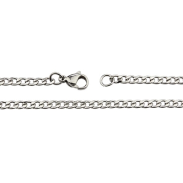 Stainless steel link chain, jewellery curb chain, length 60 cm, chain links 3 x 4.5 mm, silver-coloured