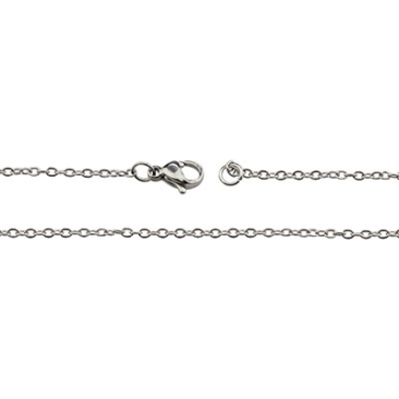 Stainless steel link chain, anchor chain, length 45 cm, chain links 1.5 x 2.5 mm, silver-coloured