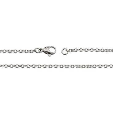 Stainless steel link chain, anchor chain, length 45 cm, chain links 2.0 x 2.5 mm, silver-coloured