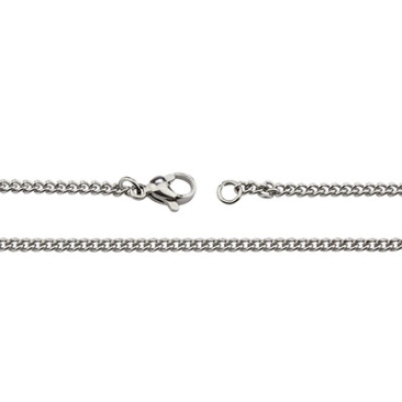 Stainless steel link chain, jewellery curb chain, length 50 cm, chain links 2 x 2.5 mm, silver-coloured