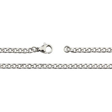 Stainless steel link chain, jewellery curb chain, length 75 cm, chain links 3.5 x 4.5 mm, silver-coloured