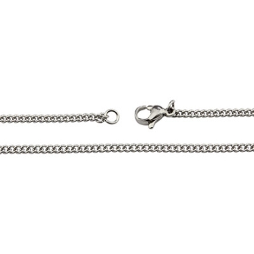 Stainless steel link chain, jewellery curb chain, length 45 cm, chain links 2.0 x 2.5 mm, silver-coloured