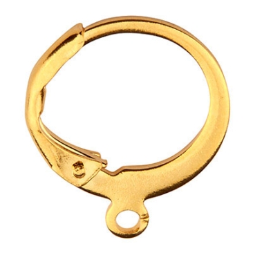 Stainless steel hoop with eyelet, gold-coloured, 14.5 x 12 mm, eyelet: 1 mm, plug: 0.8 x 1mm