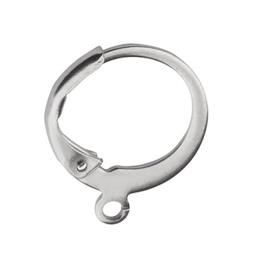 Stainless steel brooch with eyelet, silver-coloured, 14.5 x 12 x 2 mm, eyelet: 1 mm