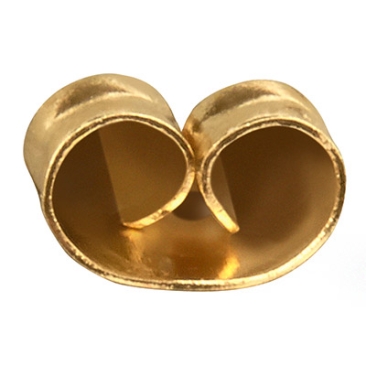 Stainless steel ear stud stopper, gold-coloured, 3 x 6 x 4 mm, hole diameter: 0.7 mm