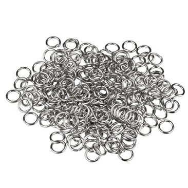 Stainless steel binder ring, silver coloured, 18 gauge, 6,5x1 mm, inner diameter: 4,5 mm, bag with 20 gr (approx. 180 pcs.)