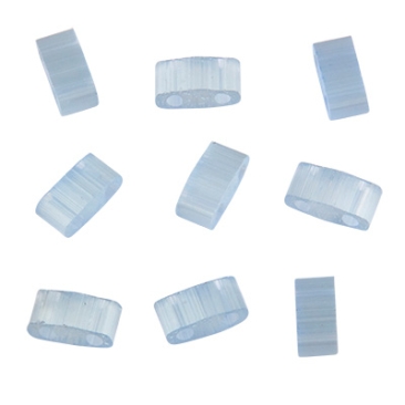 Miyuki Perle Half Tila Bead, 5 x 2,5 mm, Farbe: silk pale blue, Röhrchen mit ca. 7,8 gr