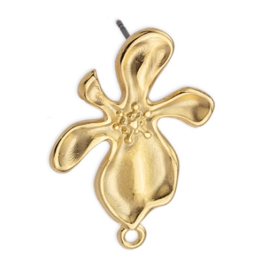 Earring flower, with eyelet, with titanium pin, gold plated