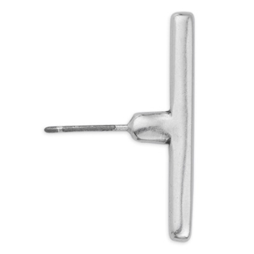 Earring bar for toggle clasp, with titanium pin, silver plated