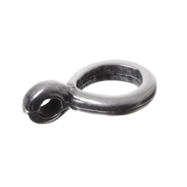 Porte-pendentif, anneau avec oeillet pour rubans jusqu'à 4 mm, ovale, argenté