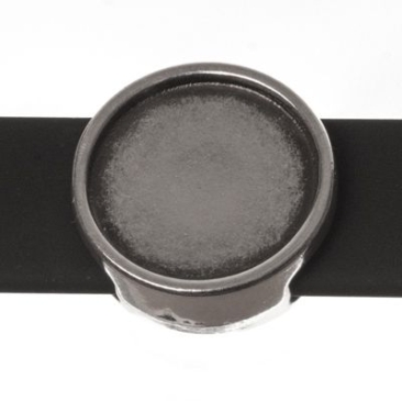 Perle coulissante / curseur avec monture pour cabochons 12 mm, 14 x 5,5 mm, argenté