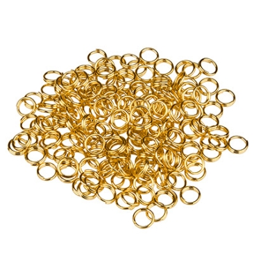 Split rings, 5 mm, double bent, gold-coloured, 10 grams