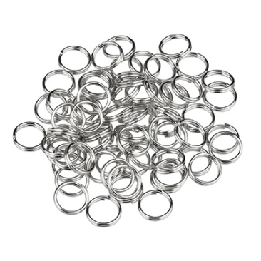 Split rings, 9 mm, double bent, silver-coloured, 10 grams