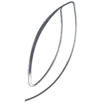Earrings, oval, 50.0 x 20.0 mm, rhodium-coloured