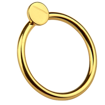 Earring round and circle, 23 x 26 mm, gold plated