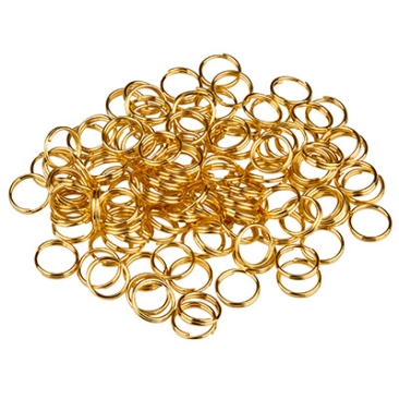 Split rings, 7 mm, double bent, gold-coloured, 10 grams