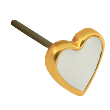 Clou d'oreille coeur, 7 x 7 mm, avec fiche en titane, émaillé, doré