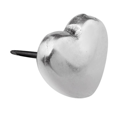 Stud oorbellen hart, 9 x 8 mm, met titanium stud, verzilverd