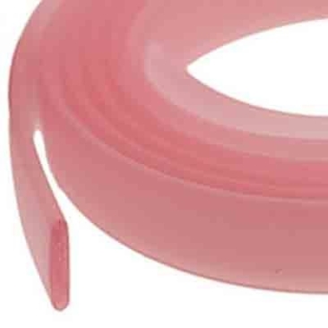 Flat PVC tape 10 x 2 mm, pink transparent, 1 m