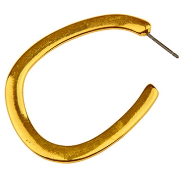 Earring organic 3/4 creole with titanium pin, gold plated