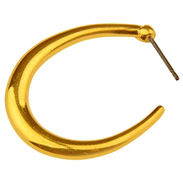 Earring oval creole, 32 x 26 mm, with titanium pin, gold plated