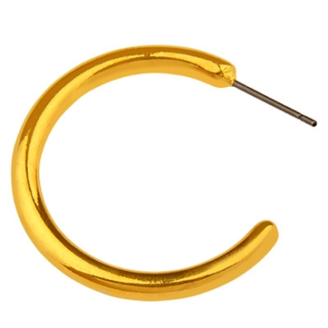Creoolse 3/4 ronde oorbel, diameter 30 mm, met titanium pin, verguld