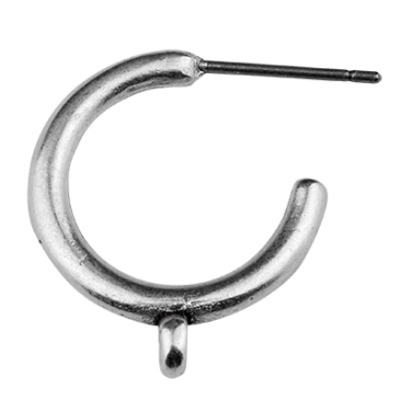Earring Creole 3/4 with eyelet, diameter 20 mm, with titanium pin, silver plated
