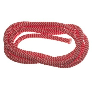 Zeiltouw / koord, diameter 5 mm, lengte 1 m, rood-wit gestreept
