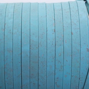Ruban de liège, plat, largeur 10 mm, longueur 1 m, turquoise