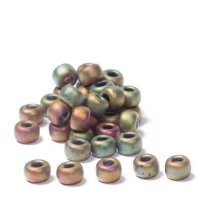 11/0 perles de rocaille Miyuki, rondes (env. 2 mm), couleur : Khaki Matte Metallic Iris, 23,5 gr. 