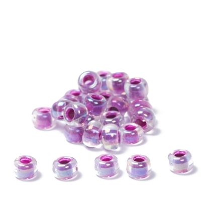11/0 Miyuki Rocailles beads, Round (approx. 2 mm), Colour: Raspberry-Lined Crystal AB, 24 gr. 