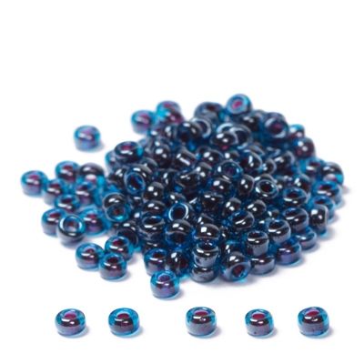 11/0 Miyuki Rocailles beads, round (approx. 2 mm), colour: Purple-Lined Aqua AB, 24 gr. 