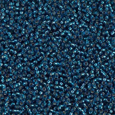 15/0 Miyuki Rocailles Perlen, Rund (ca. 1,5 mm), Farbe: Silver Lined Blue Zircon, Röhrchen mit ca. 8,2 Gramm 