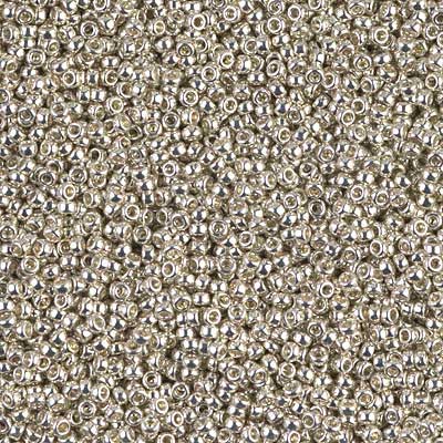 15/0 perles de rocaille Miyuki, rondes (environ 1,5 mm), couleur : argent galvanisé, tube d'environ 8,2 grammes 