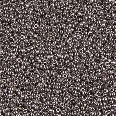 15/0 Perles de rocaille Miyuki, Rondes (environ 1,5 mm), Couleur : Nickel Plated , Tubes d'environ 8,2 grammes 
