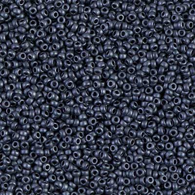 15/0 Miyuki Rocailles Perlen, Rund (ca. 1,5 mm), Farbe: Matte Gunmetal, Röhrchen mit ca. 8,2 Gramm 