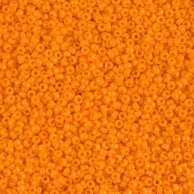 15/0 Miyuki Rocailles Perlen, Rund (ca. 1,5 mm), Farbe: Tangerine, Opaque , Röhrchen mit ca. 8,2 Gramm 