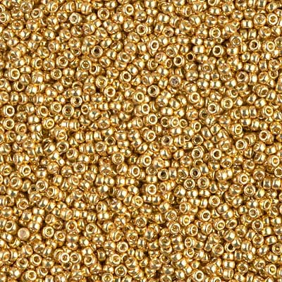15/0 perles de rocaille Miyuki, rondes (environ 1,5 mm), couleur : Duracoat Galvanized Gold, tube d'environ 8,2 grammes 